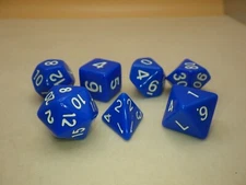 7 Die Polyhedral Dice Set - Opaque Blue - RPG Games Tabletop Roleplay Supply CCG