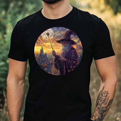 Herren T-Shirt Zauberer mit Löwenzahn Motiv Baumwolle Größe XS bis 5XL
