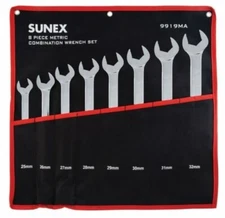 SUNEX TOOLS 9919MA 8 piece Metric Full Polished V-Groove Combination Wrench Set