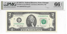 2017A CHICAGO (GA Block) $2 FRN PMG 66 EPQ GEM UNCIRCULATED