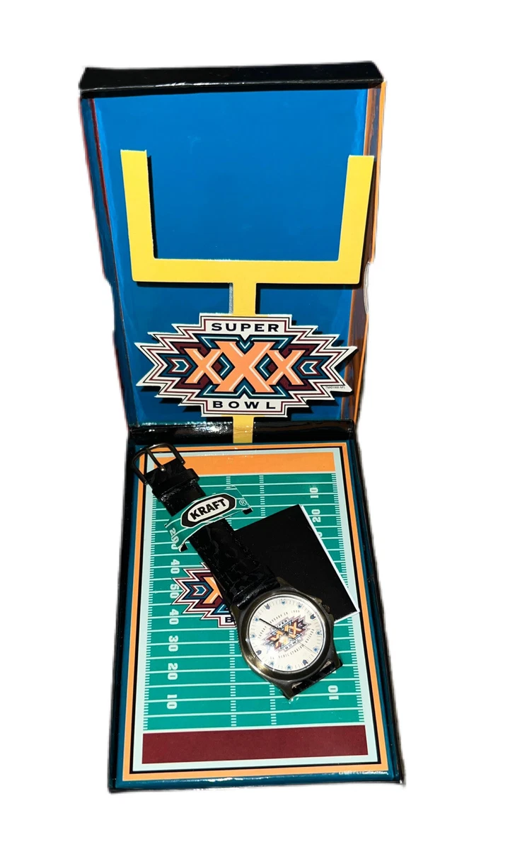 Vintage Super Bowl XXX LE PR-1026 Leather Wrist Watch Black 1996 Vintage  Kraft | eBay