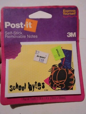 Vintage Post-it Express Yourself Note Pads 3M Garfield School Bytes Bites 1994