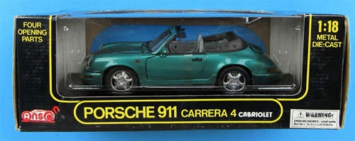 1:18 Anson Porsche 911 Carrera 4 Cabriolet yellow, red, silver, or green MIB - Image 4 of 4