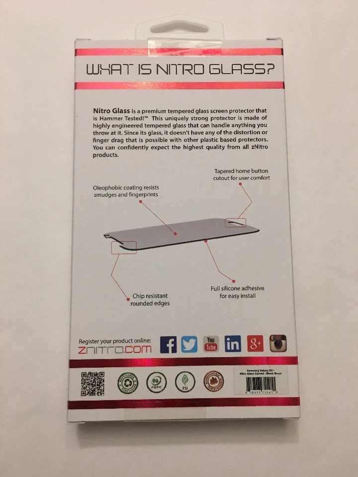 Protector de pantalla de vidrio templado ZNITRO para Samsung Galaxy S9, adhesivo completo, transparente Foto 2 de 4