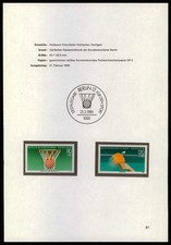 BERLIN SCHMUCKBLATT 1985/61 SPORT - BASKETBALL - TISCHTENNIS TABLE TENNIS '