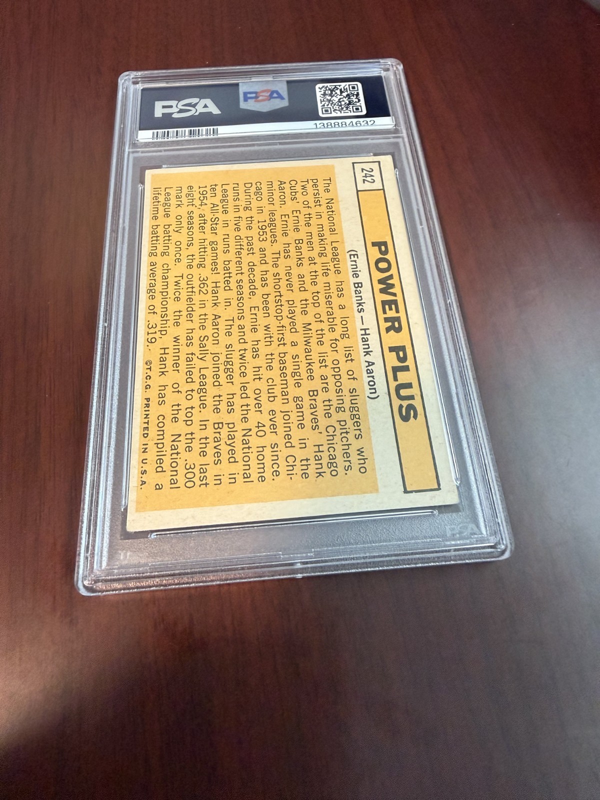 1963 Topps Power Plus #242 Hank Aaron/Ernie Banks HOF. PSA 4 view 2