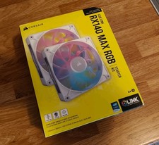 Image of New & Sealed CORSAIR iCUE LINK RX140 MAX RGB, 140mm PWM, Twin Pack & Hub, White 