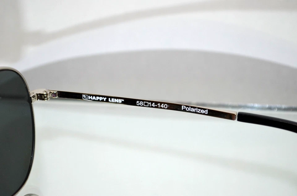 Gafas de sol Spy Optic "Whistler" aviador plateadas polarizadas verdes lentes felices Foto 3 de 4