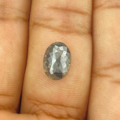 Natürlicher Lose Diamant 3+ Ct 10 Mm Schwarze Farbe Ovaler Rosenschliff Diamant