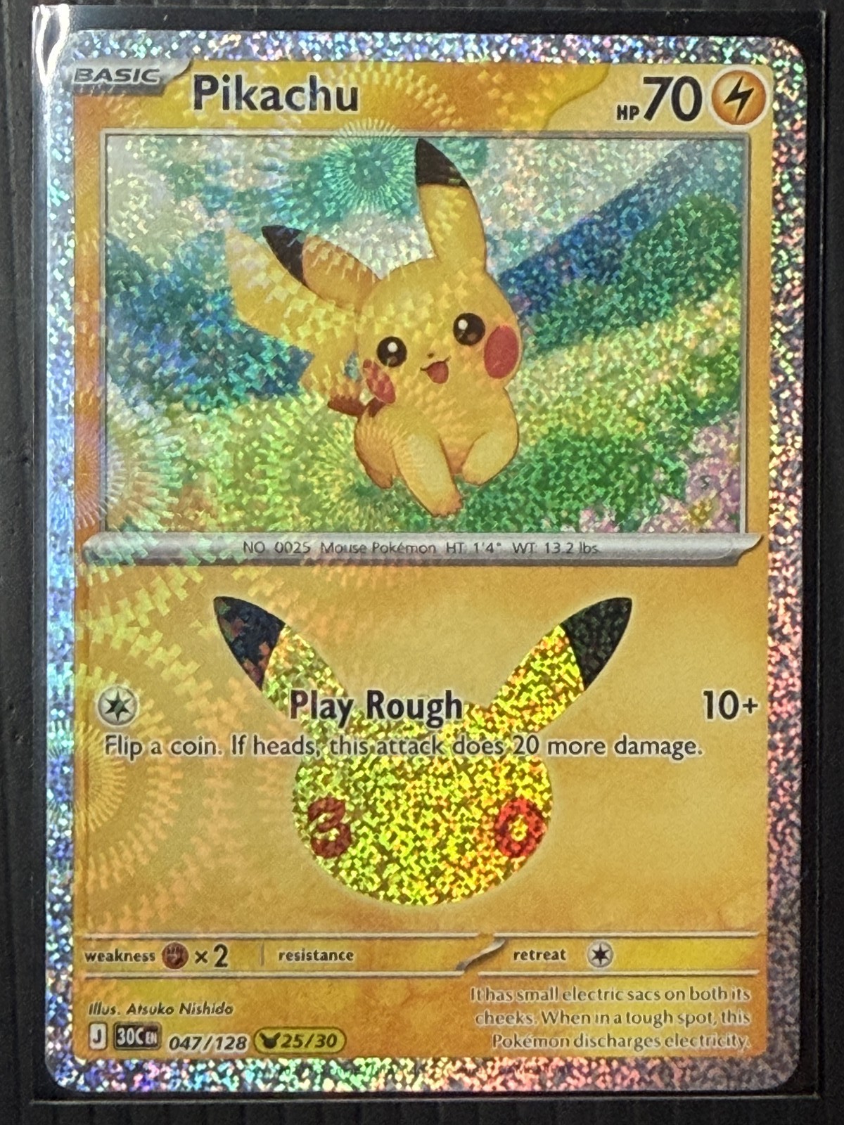 Pikachu - 047/128 047/128 Pikachu Rare ME: 30th Celebration Pokemon Holo Near