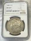 1889-S Morgan Silver Dollar NGC MS62+