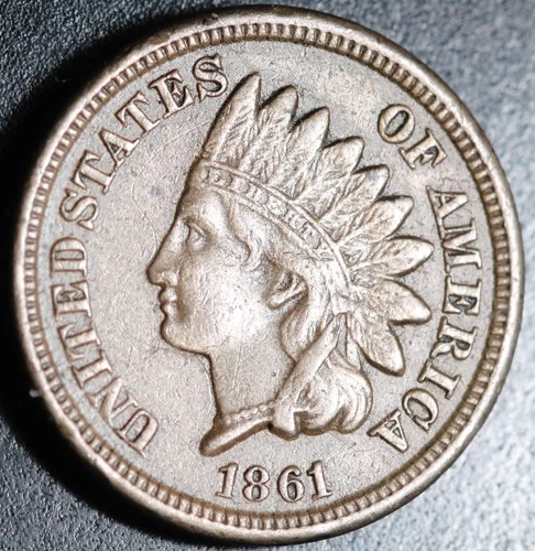 1861 INDIAN HEAD CENT - With LIBERTY & DIAMONDS - XF EF