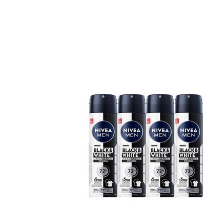 4x150ml NIVEA MEN Anti-Transpirant Deospray 72H Black & White Invisible Original