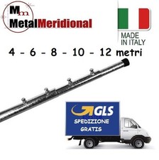 PALO TELESCOPICO ANTENNA ZINCATO  4 6 8 10 12 M  TV  SPEDIZIONE GRATIS