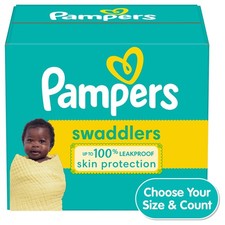 Pampers 160Ct Soft  Absorbent Swaddlers Diapers, Size 1