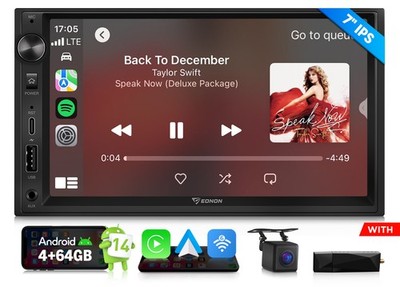 DAB+CAM+Android 14 7'' IPS Autoradio Navigation NAVI Bluetooth Doppel DIN CarPlay