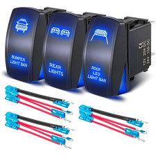 3 Pack 5 Pin Rocker Switch Rear Bumper Roof LED Light Bar Toggle Switch Carl