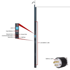 APC Rack Mount PDU, Metered 120V-208V/20A, 24 Outlets, Vertical Rack AP8830 