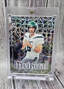AARON RODGERS 2023 DONRUSS OPTIC MYTHICAL INSERT #4 NEW YORK JETS CASE HIT / SSP