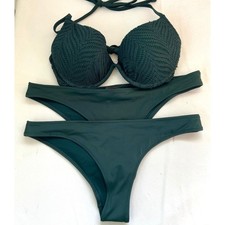 H M Dark Hunter Green Two Piece Bikini Swimsuit Womens 36B 6/8