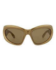 Balenciaga Unisex Shield/Wrap Gold Gold Brown Fashion Designer Eyewear