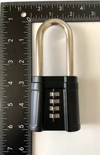 FJM Security SX-874 4-Dial Combination Padlock Long Shackle Black New