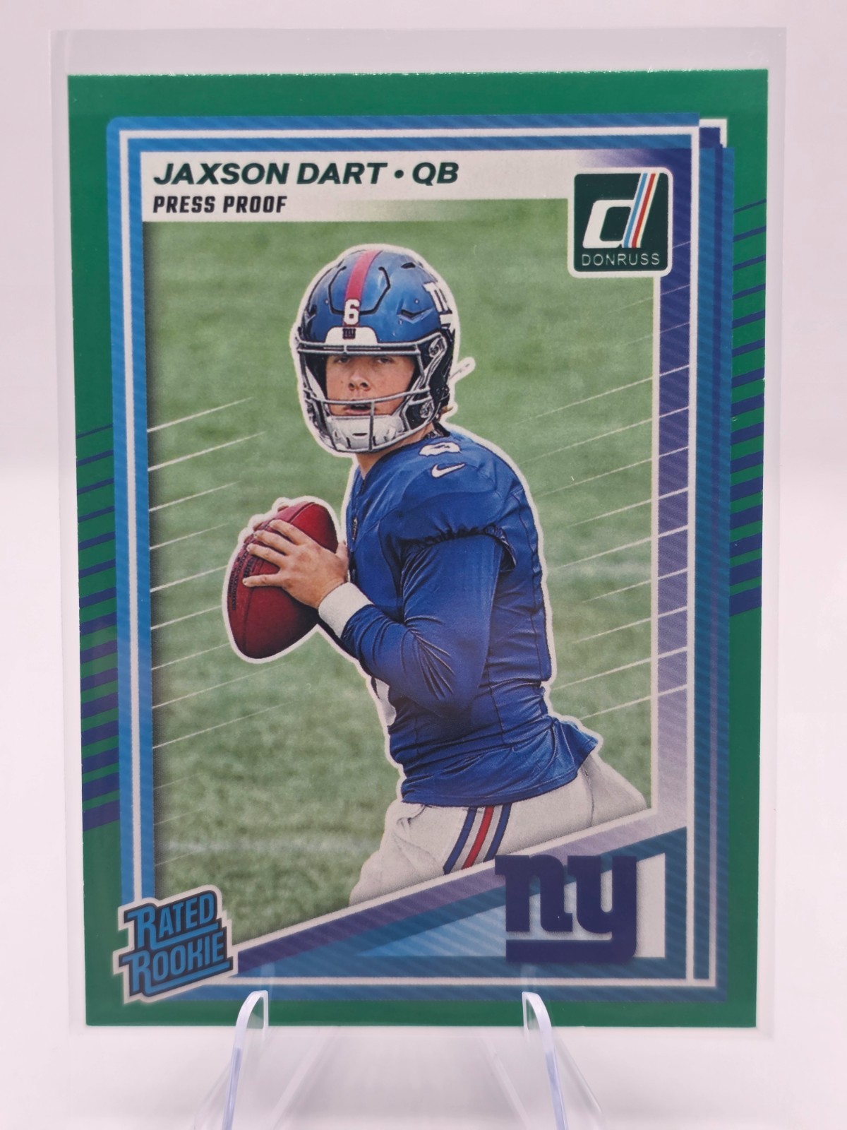 2025 Panini Donruss - Rated Rookie Jaxson Dart #400 Press Proof Green (RC)