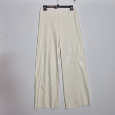 Lysse Vegan Women's Pants Leather Wide Leg Snow White Cream Pull-On NWT 47