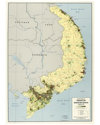 South Vietnam Population Map 1972 Baseball  Poster - Vintage Cambodia Lao