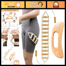 Handmade Wood Therapy Massage Tools - Back Roller Rope Kit for Muscle Relaxati