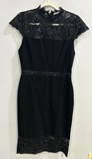 alice + olivia Women’s Black Floral Lace Mock Neck Sheath Knee Dress Size 12