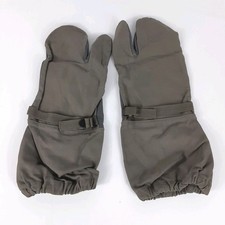 Vintage Military Canvas Leather Mittens Green Army 1940s