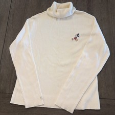 Disney Store Cream Mickey Mouse Women  s Turtleneck Sweater Size M