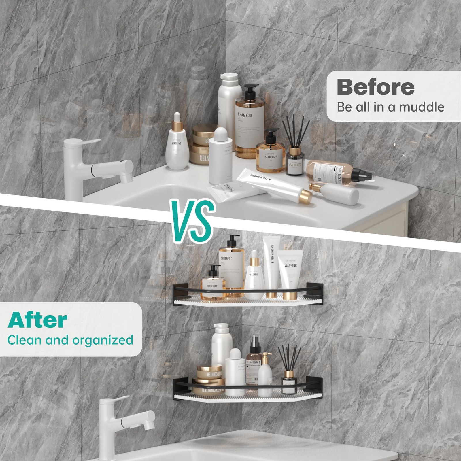 Acrylic Corner Bathroom Counter Organizer - 2 Tier Countertop Storage Shelves...