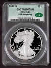 2011-W CAC PR69DCAM Proof American Silver Eagle $1 Coin 25th Anniversary