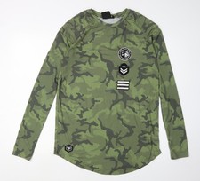 Bee Inspired Men's Green Camo Long Sleeve T-Shirt