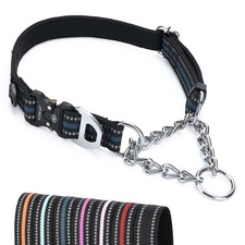 Jipimon Martingale Collar For Dogs Reflective Stainless Steel Chain Safety