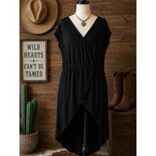 Stetson Black Embroidered Rayon Tunic Cover Up Boho Western Floral Size XL