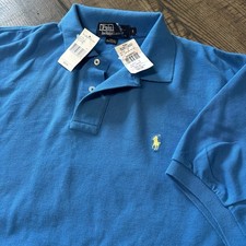 New Vintage Polo Ralph Lauren Jersey Cotton Short Sleeve Polo Shirt Blue Large
