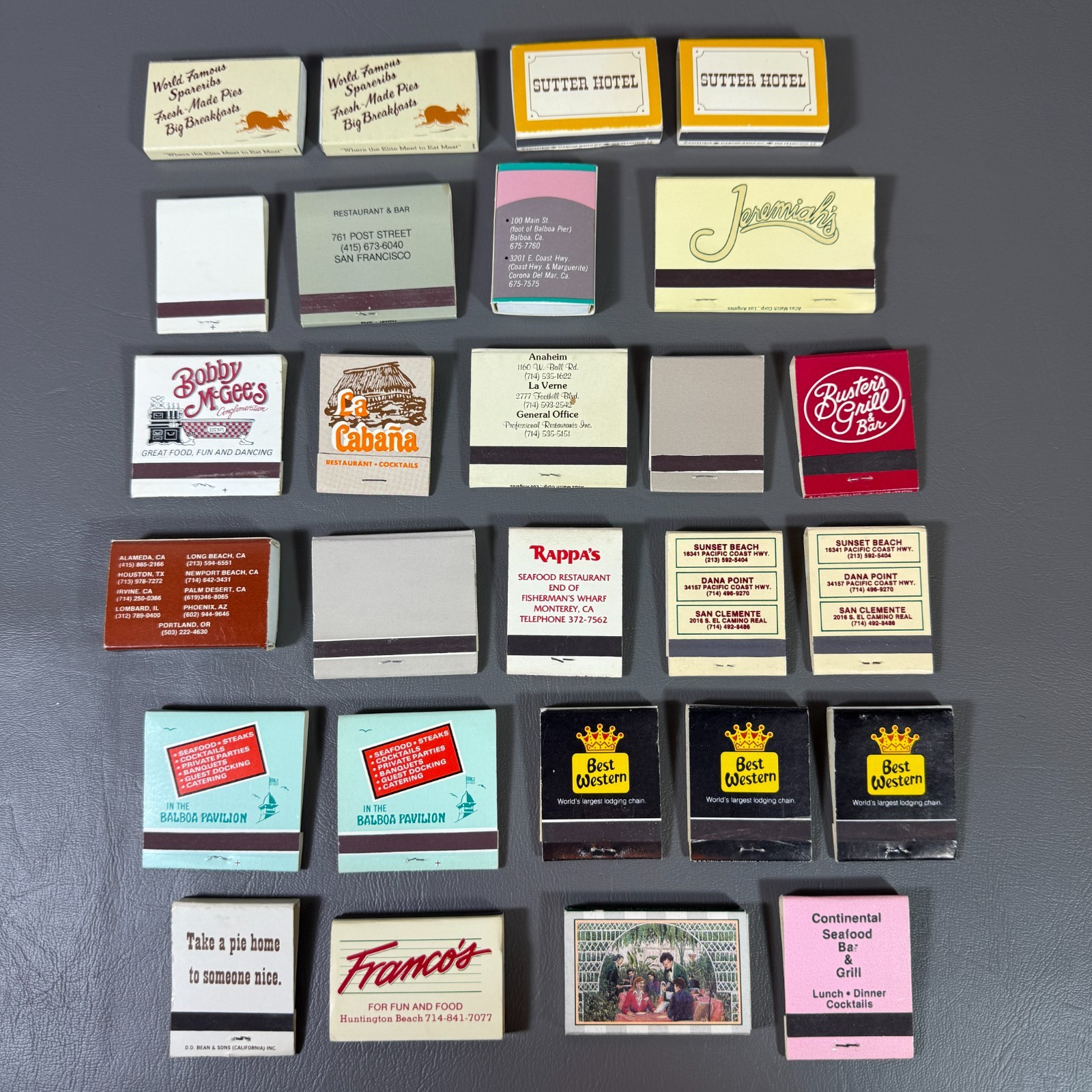 VTG Lot of 27 Matchbooks Unstruck USA California San Francisco Anaheim Pomona