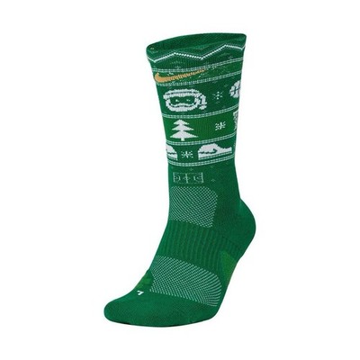 Nike Elite Green Santa NWT Basketball Youth Crew Socks Size M 5Y-7Y Women 6-10