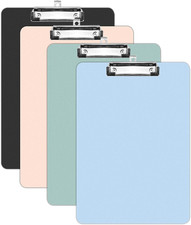 4 Pack Plastic Clipboards Multiple Colors Clip Boards with Low Profile Metal Cli