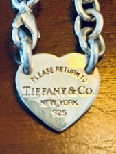 Authentic Tiffany & Co. Sterling Silver 925 Heart Pendant Choker Necklace 15”