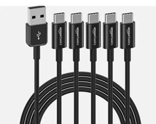 Amazon Basics 5-Pack USB-C to USB-A Fast Charger Cable