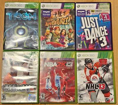 Xbox 360 Game Bundle Lot of 6 Tron Evolution Tiger Woods 14 NBA 2K13 Just Dance