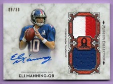 2013 TOPPS MUSEUM PRO BOWL SIGNATURE SWATCHES DUAL RELIC AUTO ELI MANNING /30