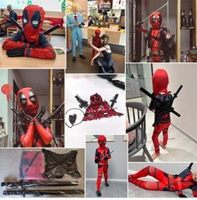 Deadpool Kids Cosplay Costume Superhero Jumpsuit Halloween Party Outfits