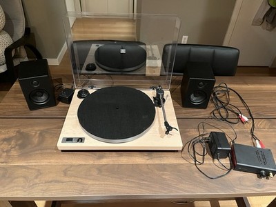 U-Turn Orbit Turntable (Oak/Acrylic) with Audioengine A2+ Speakers, phono preamp