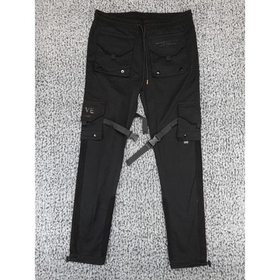 TheHideoutClothing X Milo XO Mens Black Techwear Cargo Pants Buckle Straps Sz XL