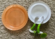 Baby Bowl And Cutlery With Suction Base And Tommee Tippe Orange Plates